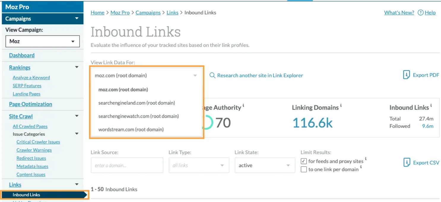 MOZ Backlink Checker